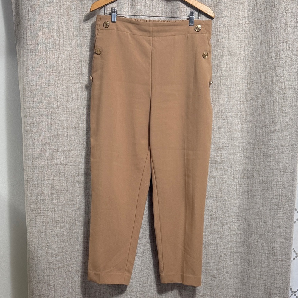 Zara Tan High-Waisted Pants